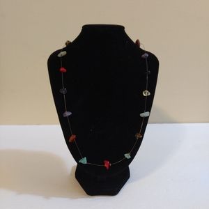 NEW Artisan Women's Chipped Gemstones  18" Necklace Antique Bronze Metal